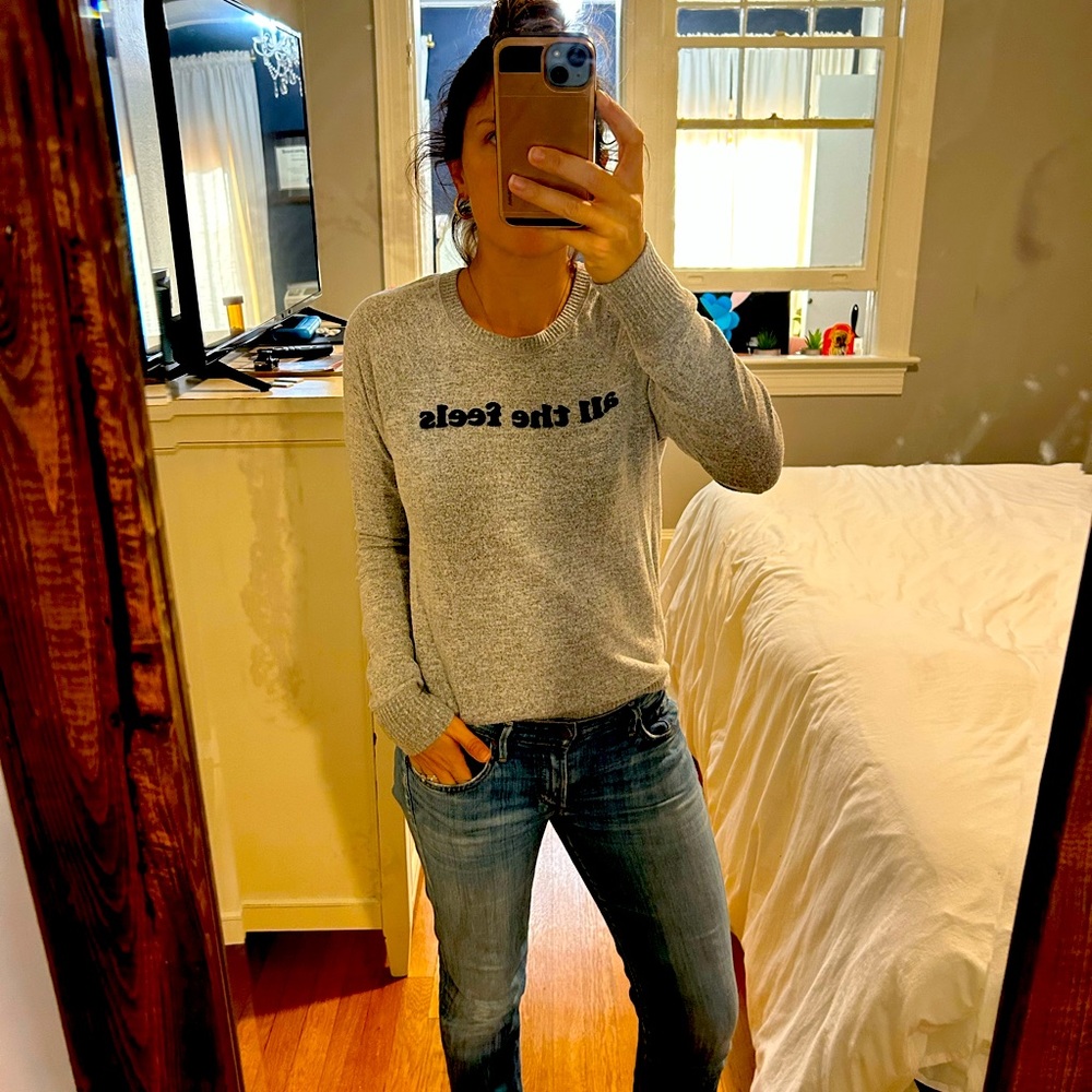 Abercrombie “all the feels” crew neck sweater.